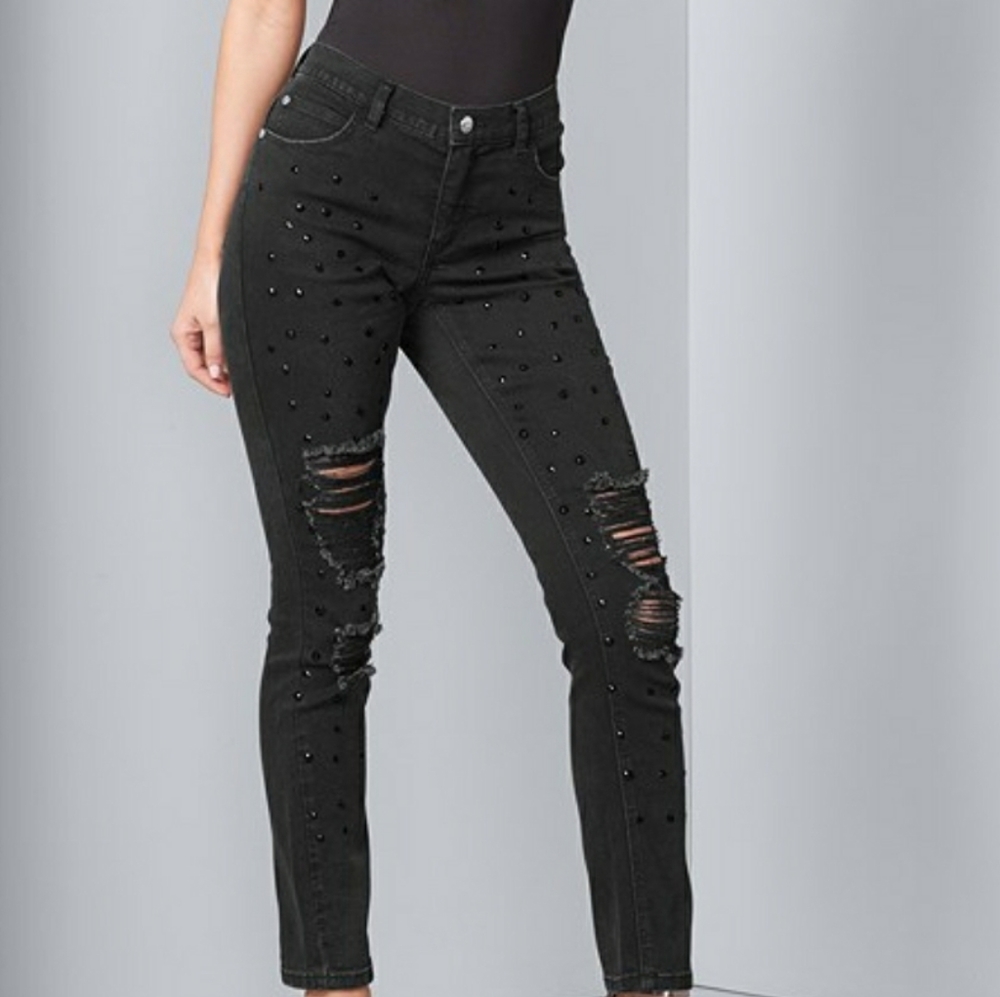 NEW JEWEL RIPPED JEANS - Picture 2 of 5